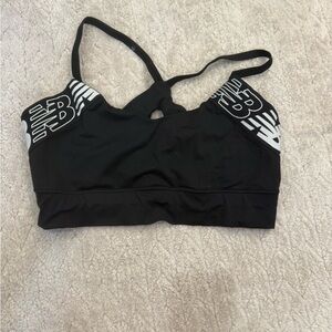 New Balance Black & White Logo Racerback Sports Bra